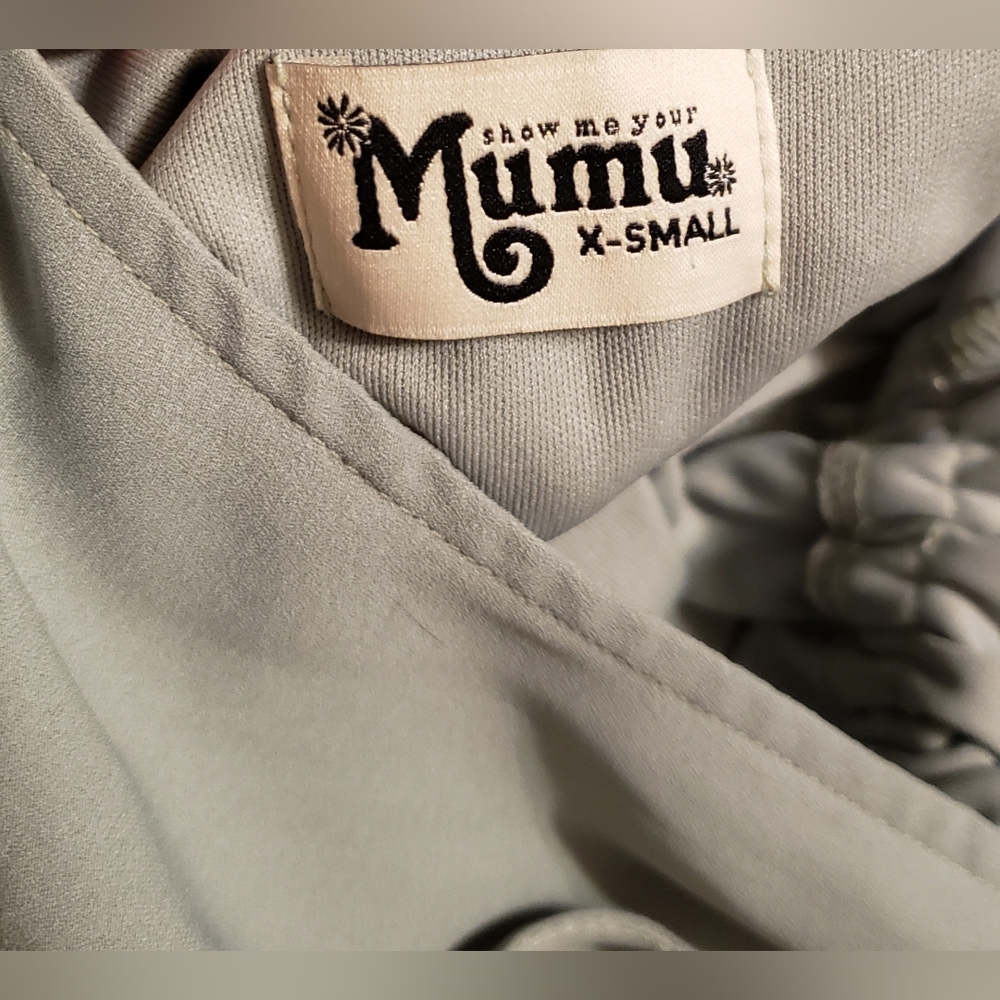 Show Me Your MuMu - Kendall Maxi Dress in Silver Sage Crisp, X-Small - Picture 5 of 6